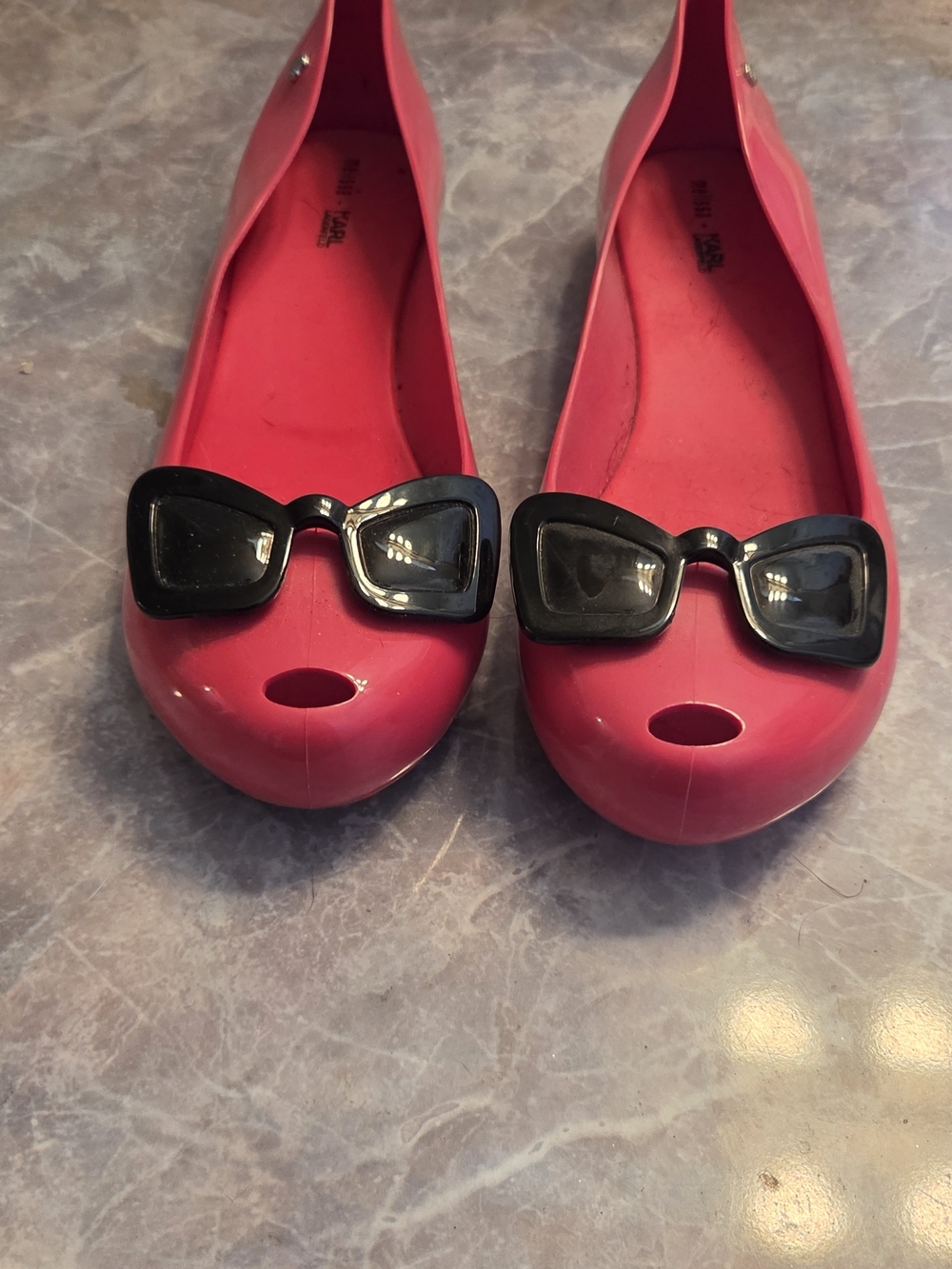 Melissa Red Jelly Flats with Black Sunglasses Detail